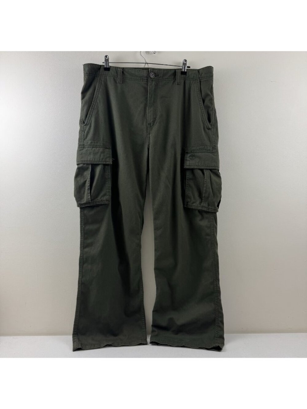 Timberland Cargo Pants Mens 38 Dark Green Workwear Cargo Pockets Straight Leg